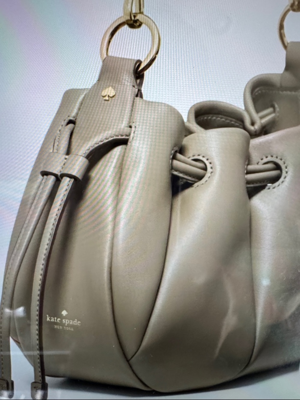 Kate Spade NWT Small Gathered Drawstring Shoulder Bag in Taupe